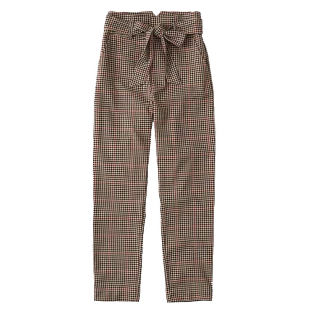 Abercrombie & Fitch Tie Waist Menswear Pant in Brown Plaid